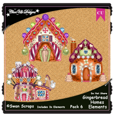 Gingerbread Homes Elements CU/PU Pack 6