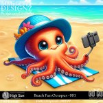 AI - Beach Fun Octopus - CU001 (CU4PU/PNG)