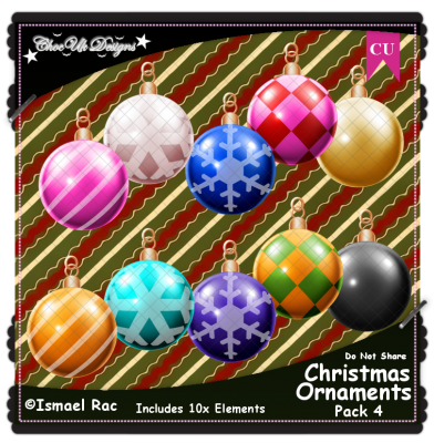 Christmas Ornaments Elements CU/PU Pack 4