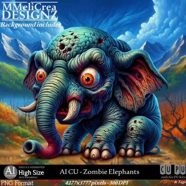 AI - CU Zombie Elephants (CU4PU / PNG) - Click Image to Close