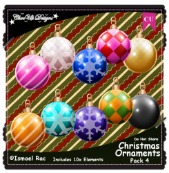 Christmas Ornaments Elements CU/PU Pack 4 Christmas Ornaments Elements CU/PU Pack 4