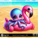 AI - Beach Fun Octopus - CU001 (CU4PU/PNG)