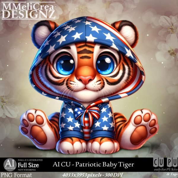 AI - CU Patriotic Baby Tiger (CU4PU/PNG) - Click Image to Close