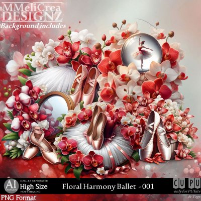 AI - Floral Harmony Ballet - CU001 (CU4PU/PNG/PACK)