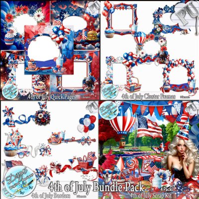 4TH OF JULY SCRAP KIT BUNDLE - TAGGER SIZE by Disyas