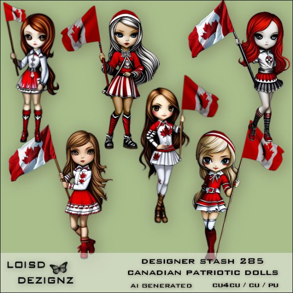 Designer Stash 285 - Canadian Patriotic Dolls - Click Image to Close