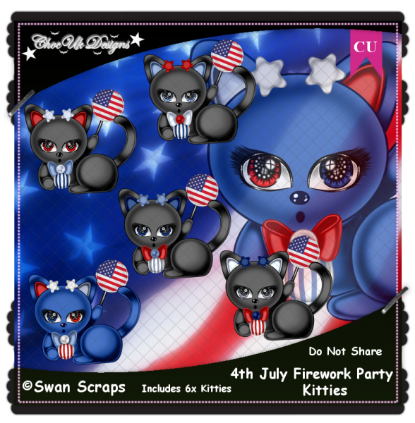 4th July Firework Party Kitties CU/PU Pack - Click Image to Close