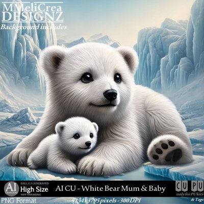 AI - CU White Bear Mum & Baby (CU4PU/PNG)