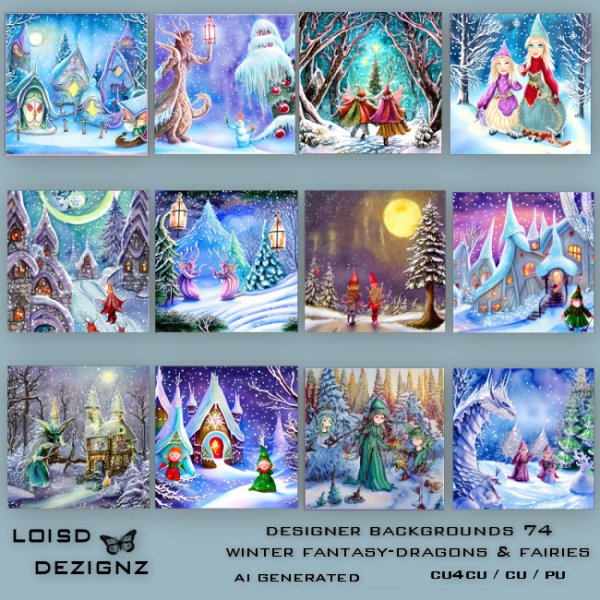 Designer Backgrounds 74 - Winter Fantasy - cu4cu/cu/pu - Click Image to Close