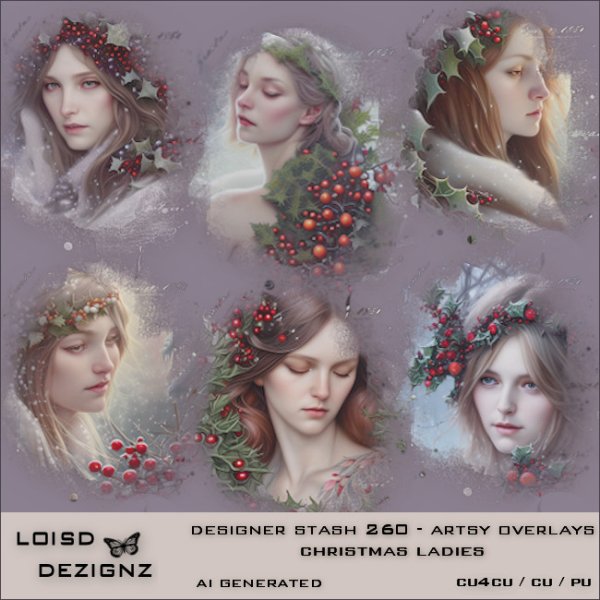 Designer Stash 260 - Artsy Overlays - Christmas Ladies - Click Image to Close