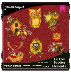 Lil Owl Buddies Elements CU/PU Pack 4 Lil Owl Buddies Elements CU/PU Pack 4