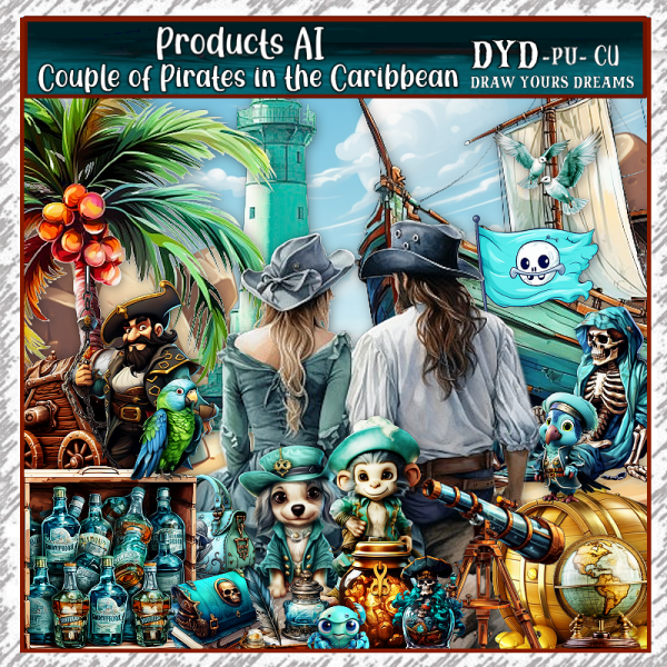 COUPLE OF PIRATES IN THE CARIBBEAN - Click Image to Close