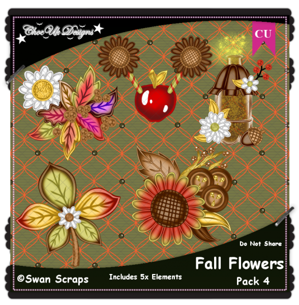 Fall Flowers Elements CU/PU Pack 4 - Click Image to Close