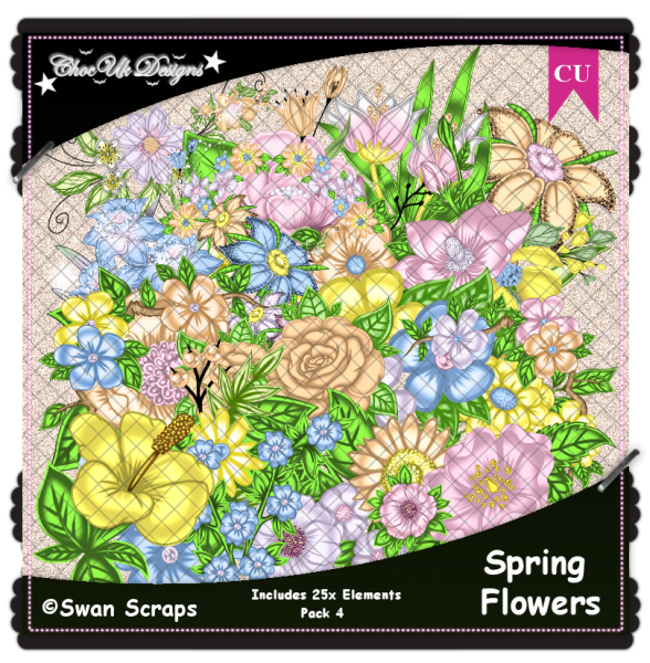 Spring Flowers Elements CU/PU Pack 4 - Click Image to Close