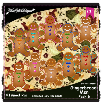 Gingerbread Men Elements CU/PU Pack 6