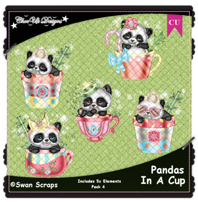 Pandas In A Cup Elements CU/PU Pack 4