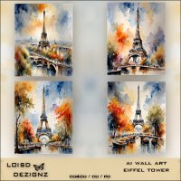 AI - Wall Art 04 - Watercolour Eiffel Tower Scenes - cu4cu/cu/pu