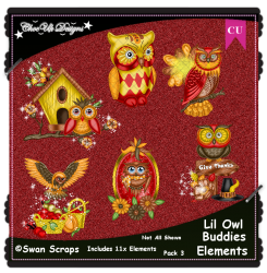 Lil Owl Buddies Elements CU/PU Pack 3 Lil Owl Buddies Elements CU/PU Pack 3
