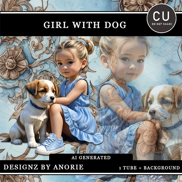 Girl with Dog - Click Image to Close