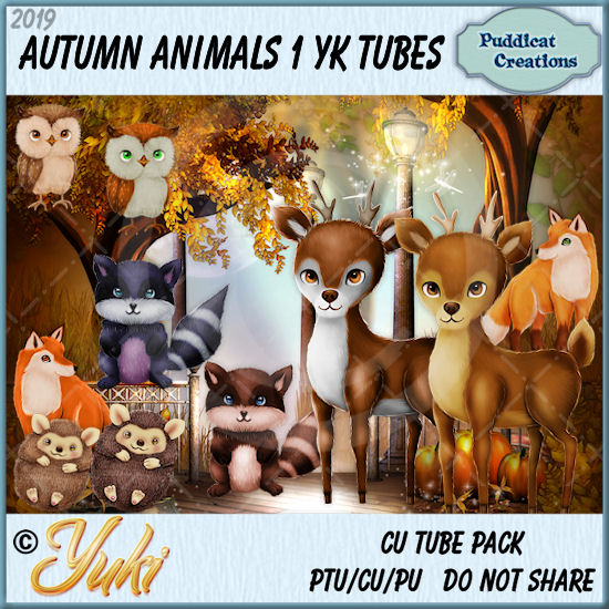 Autumn Animals 1 YK Pack - Click Image to Close