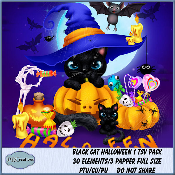Black Cat Halloween 1 TSV Pack - Click Image to Close