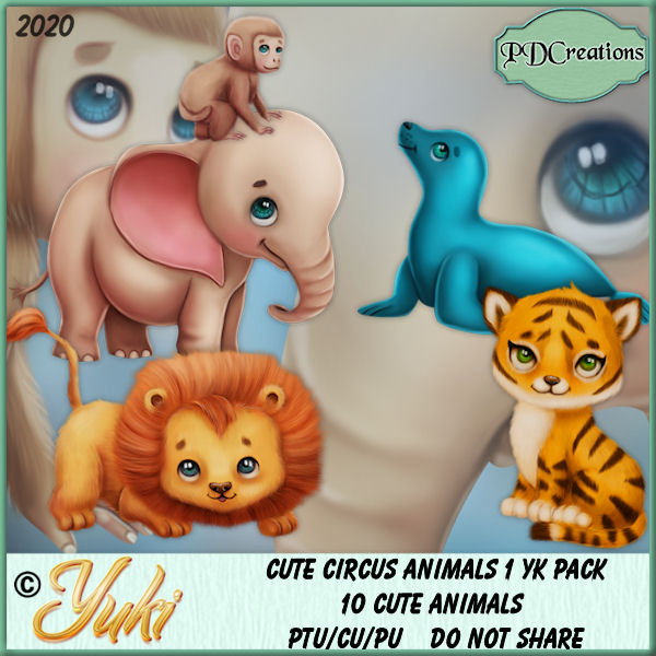 Cute Circus Animals 1 YK Pack - Click Image to Close
