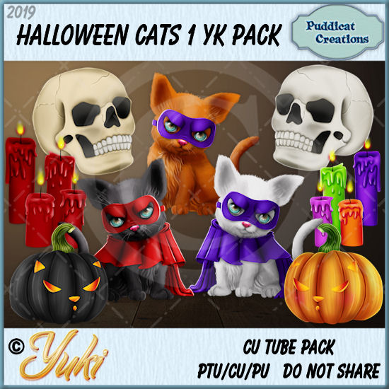 Halloween Cats 1 YK Pack - Click Image to Close