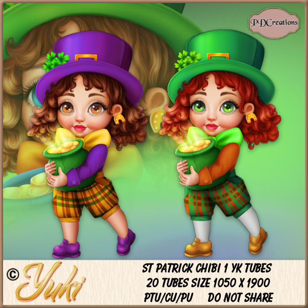 St Patrick Chibi 1 YK Tubes - Click Image to Close