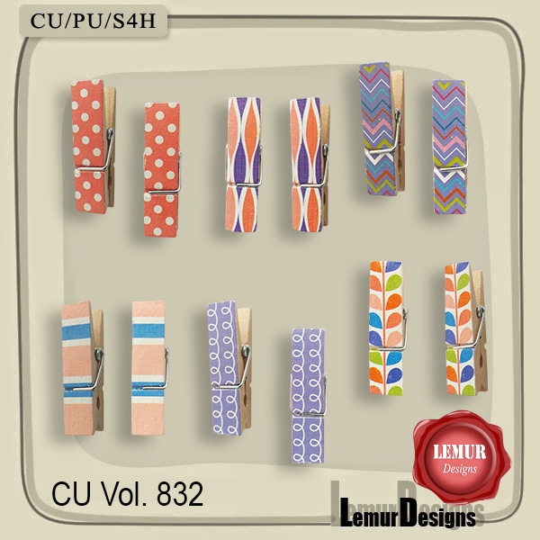 CU Vol. 832 Wooden clips - Click Image to Close