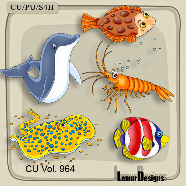 CU Vol. 964 Sea animals by Lemur Designs - Click Image to Close