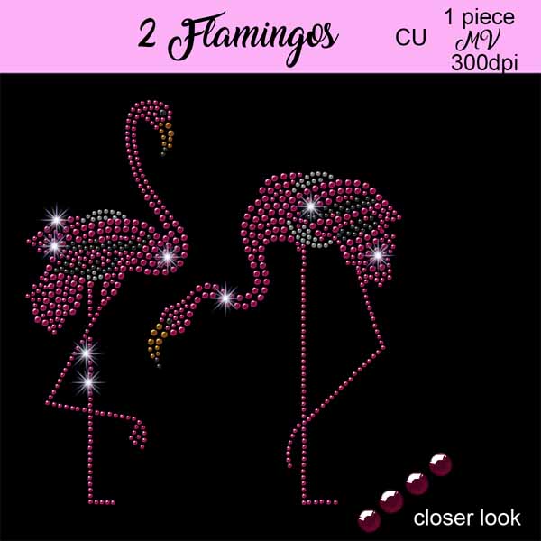 2 Flamingos Bling - Click Image to Close