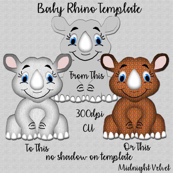 Baby Rhino Template - Click Image to Close