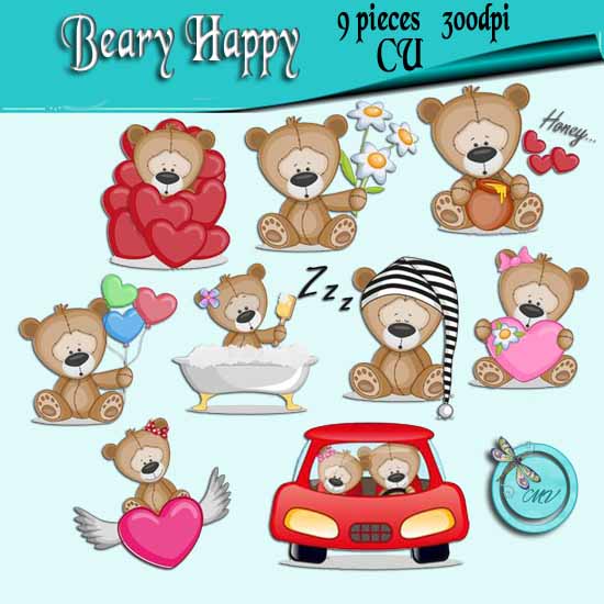 Beary Happy element pack - Click Image to Close