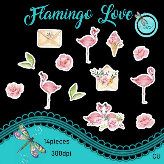 Flamingo Love Element Pack - Click Image to Close