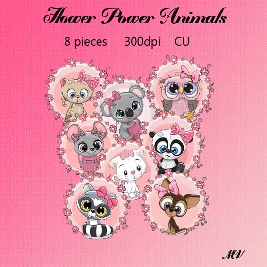 Flower Power Animals element pack - Click Image to Close
