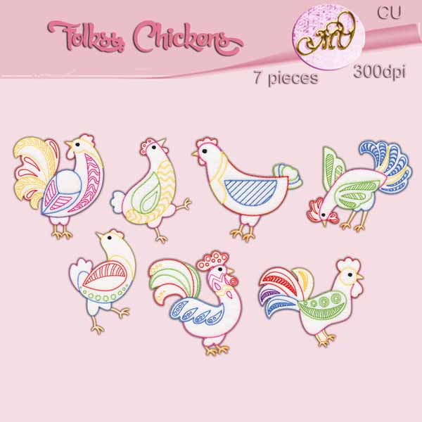 Folksy Chickens Element Pack - Click Image to Close