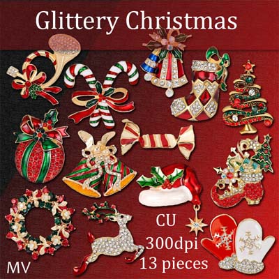 Glittery Christmas element pack