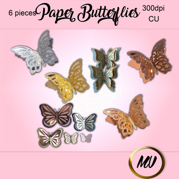 Paper Butterflies Element pack - Click Image to Close