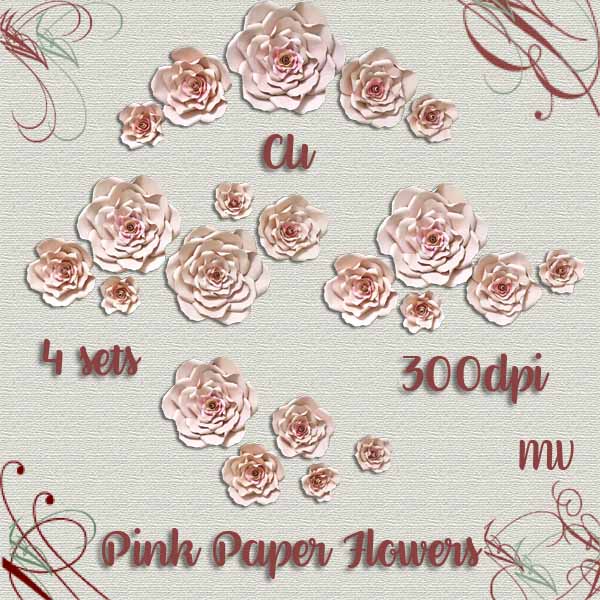 Pink Papers Flowers - Click Image to Close