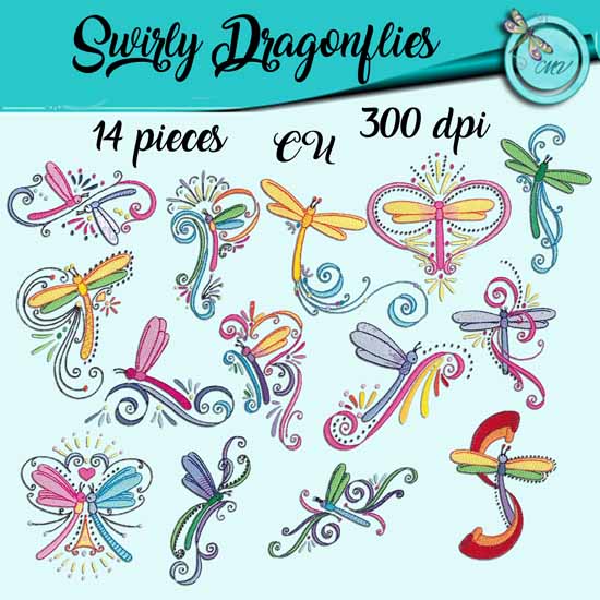 Swirley Dragonflies - Click Image to Close