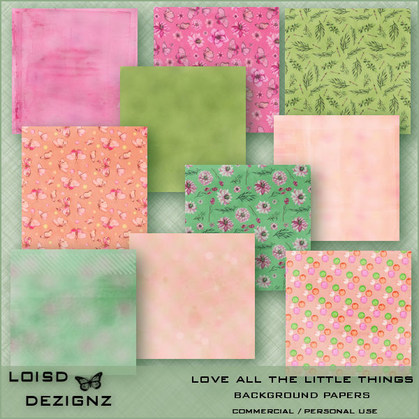 Love All The Little Things Background Papers - cu/pu - Click Image to Close