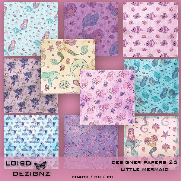 Designer Papers 26 - Little Mermaid - cu4cu/cu/pu - Click Image to Close