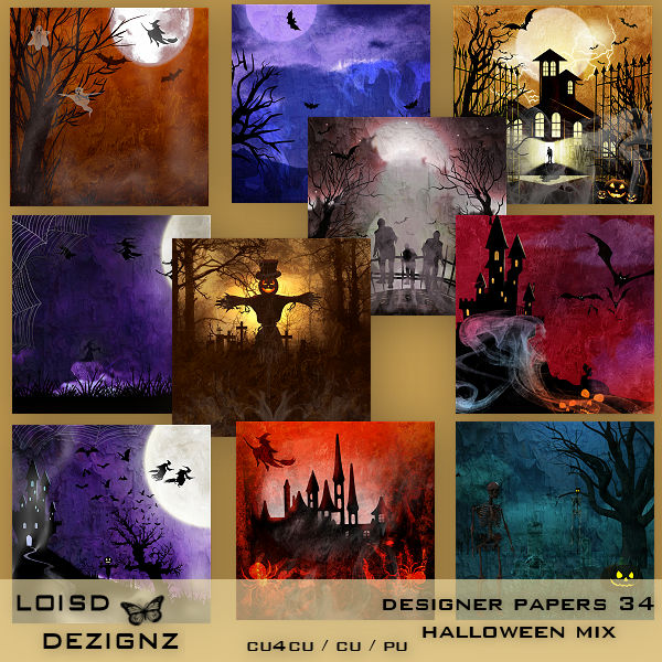 Designer Papers 34 - Halloween Mix - cu4cu/cu/pu - Click Image to Close