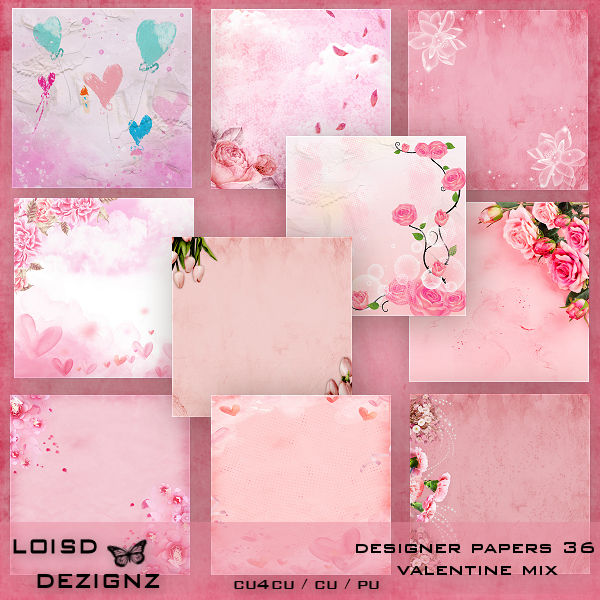 Designer Papers 36 - Valentines - cu4cu/cu/pu - Click Image to Close