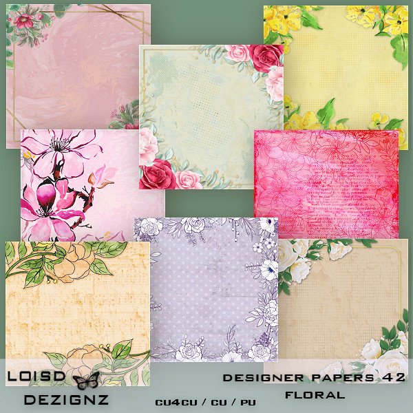 Designer Papers/Backgrounds 42 - Floral - cu4cu/cu/pu - Click Image to Close