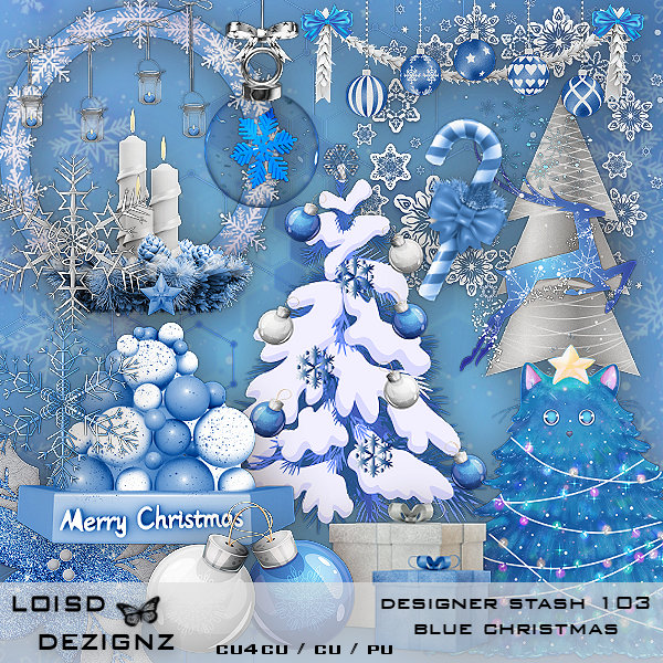 Designer Stash 103 - Blue Christmas - cu4cu/cu - Click Image to Close