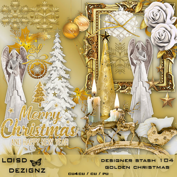 Designer Stash 104 - Golden Christmas - cu4cu/cu - Click Image to Close