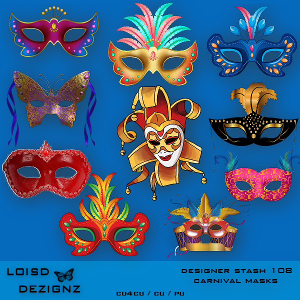 Designer Stash 108 - Carnival Masks - cu4cu/cu - Click Image to Close
