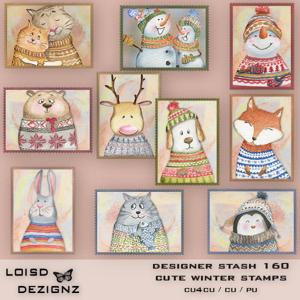 Designer Stash 160 - Cute Winter Stamps - CU4CU/CU/PU - Click Image to Close