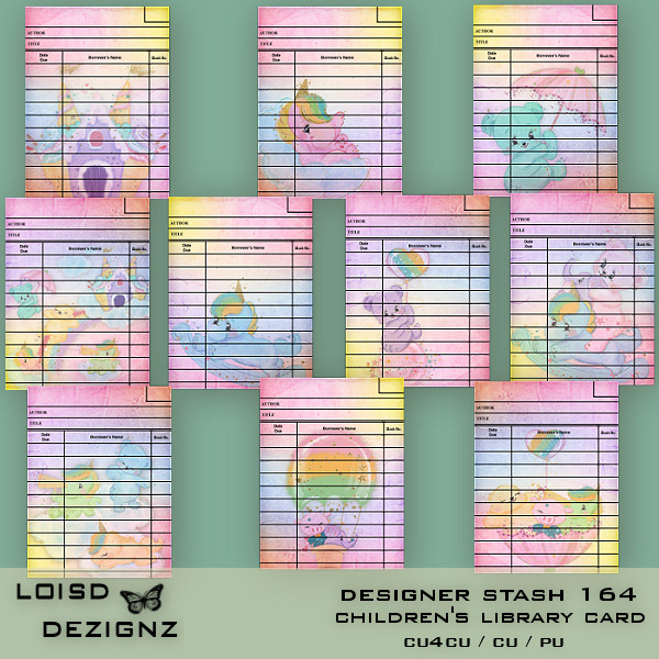 Designer Stash 164 - Children's Library Cards - CU4CU/CU/PU - Click Image to Close